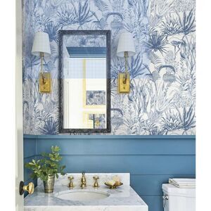 Timeet White & Blue Floral Peel & Stick Wallpaper 16"x78.7"